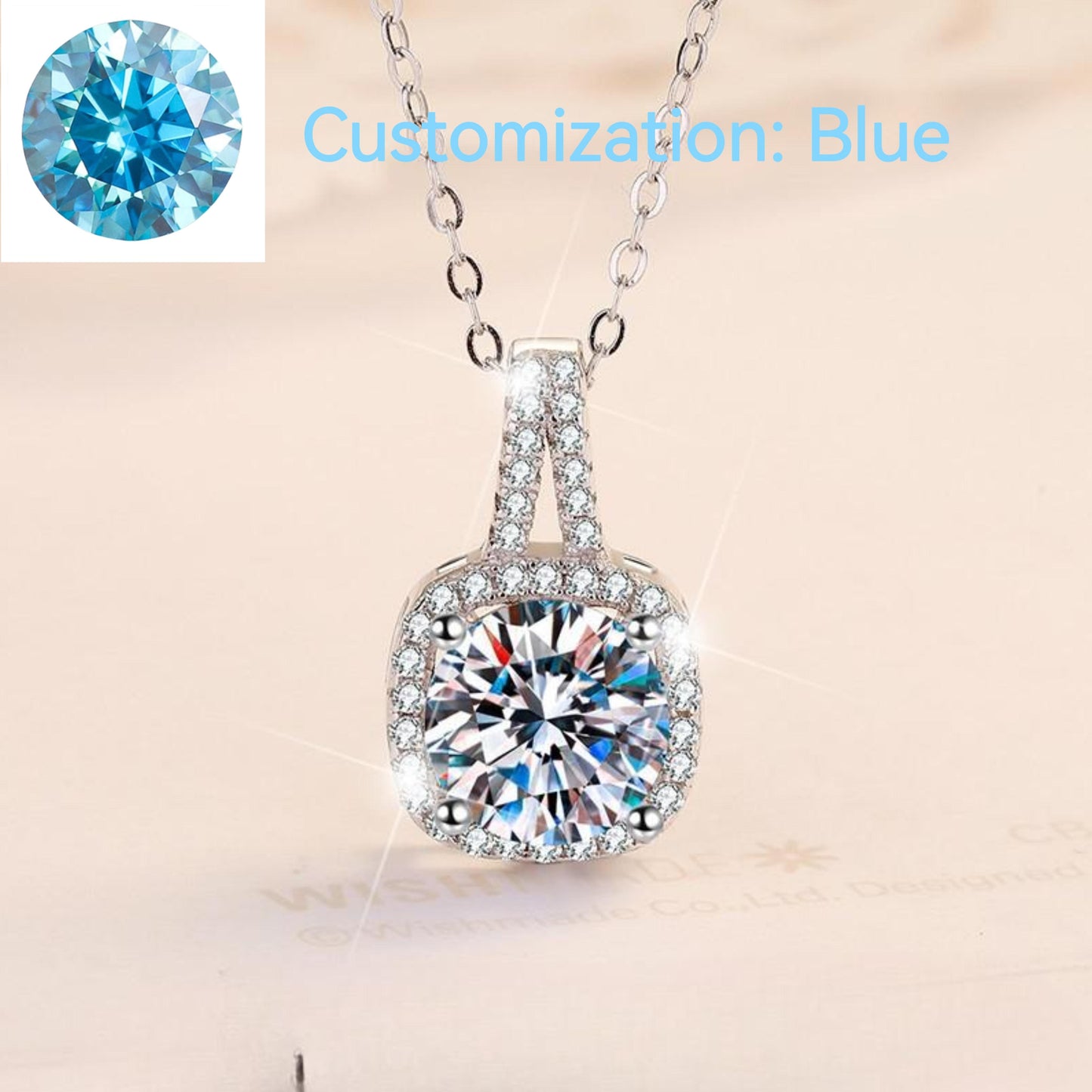 S925 Sterling Silver Synthetic Moissanite Square Geometric Pendant birthday gift silver jewelry minimalist necklace pendant necklace-329(35%)