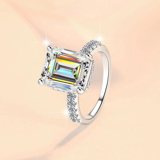 S925 Sterling Silver Grandma Rectanglar Synthetic Moissanite Ring 5/10Carat-221(1%)