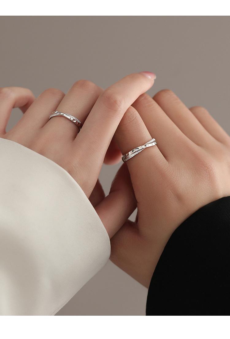 S925 Sterling Silver Cross Line Couple Ring-631 weddingring(45%)