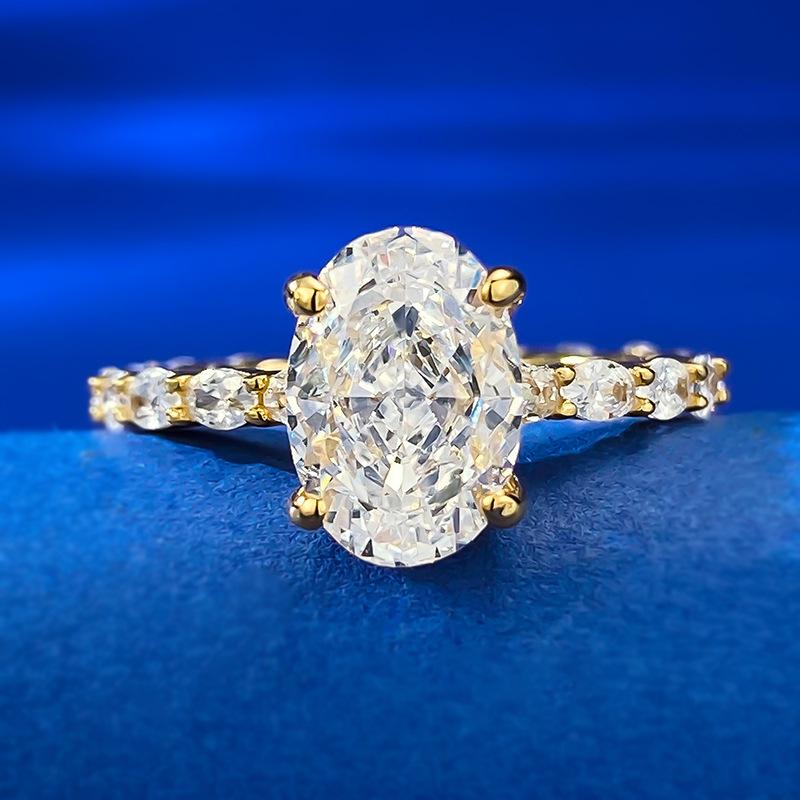 S925 Sterling Silver Oval Cut Oval Ring 7*10mm 6A Cubic Zirconia Ring-343(35%)