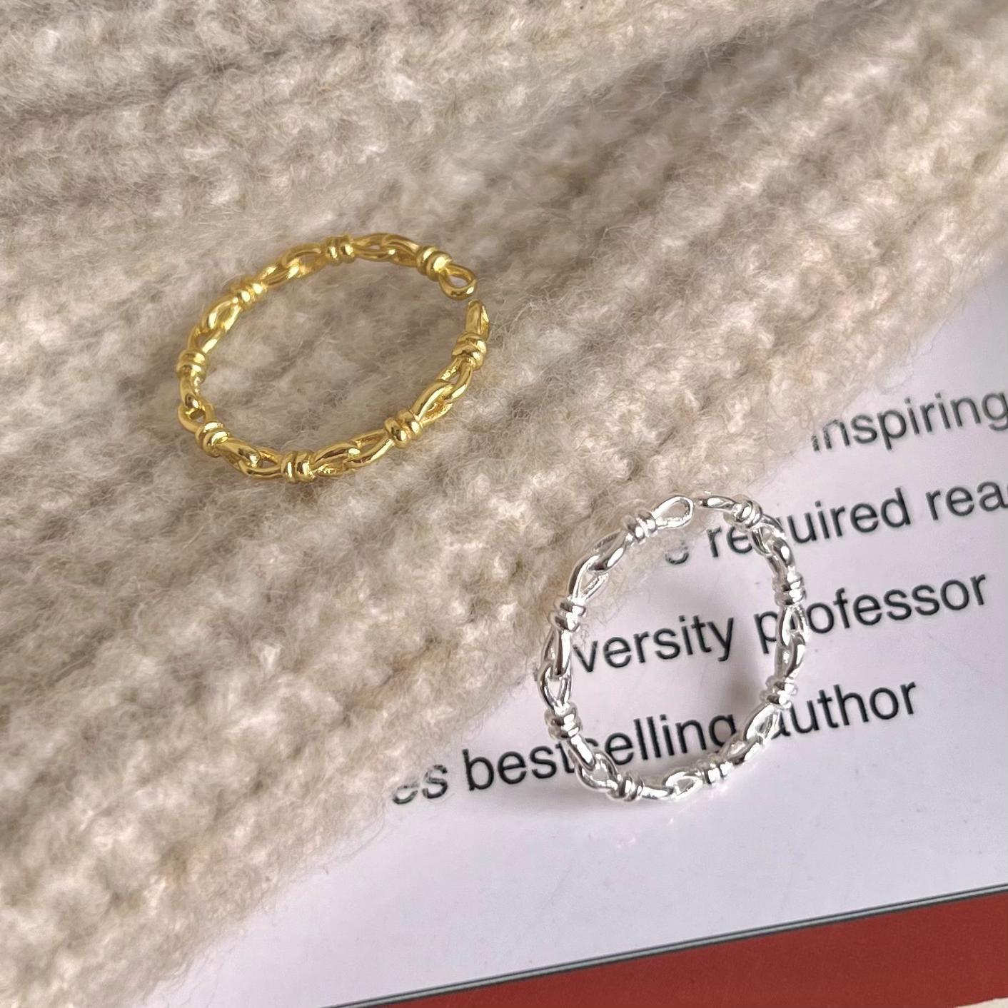 S925 Sterling Silver Threaded Knotted Braided Ring for Women Open -550(45%)