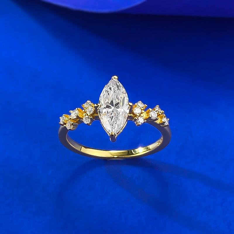 S925 Sterling Silver Marquise Horse Eye 5*10mm 6A Cubic Zirconia Ring-438(25%)