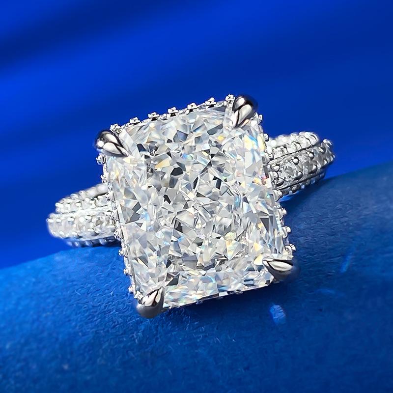 S925 Sterling Silver Ice Flower Cut High Carbon Ring 10*12 8A Cubic Zirconia Ring fashion jewelry accessory woman girl promise ring-227(35%)