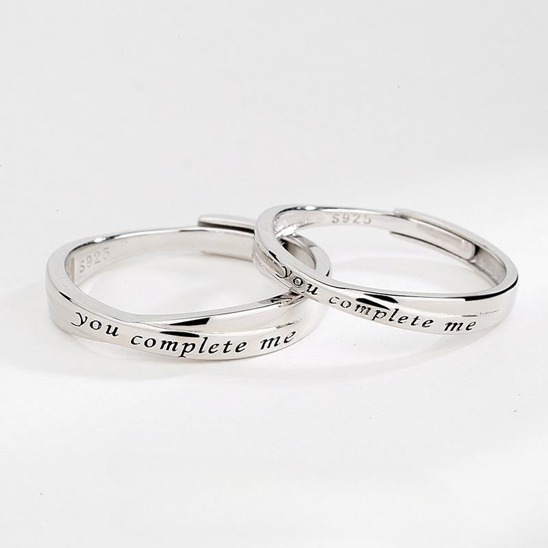 S925 Sterling Silver English Letter Couple Ring Plain Band -559 weddingring(45%)
