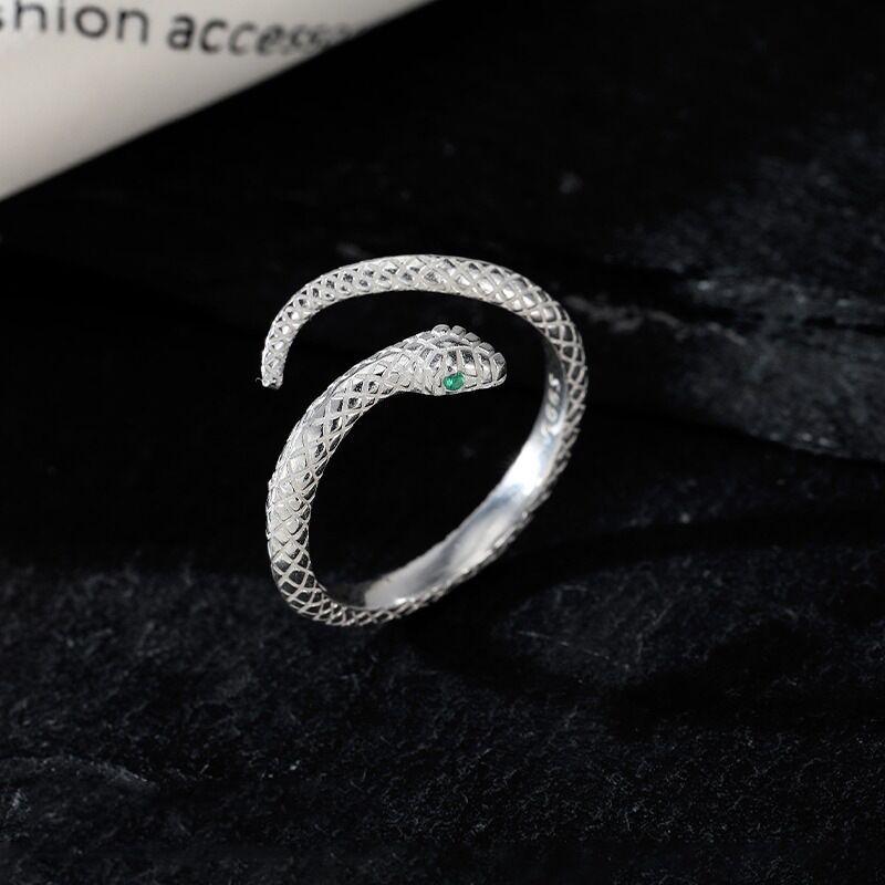 S925 Sterling Silver Personality Little Snake Adjustable Open Finger Ring for Women-633(45%)