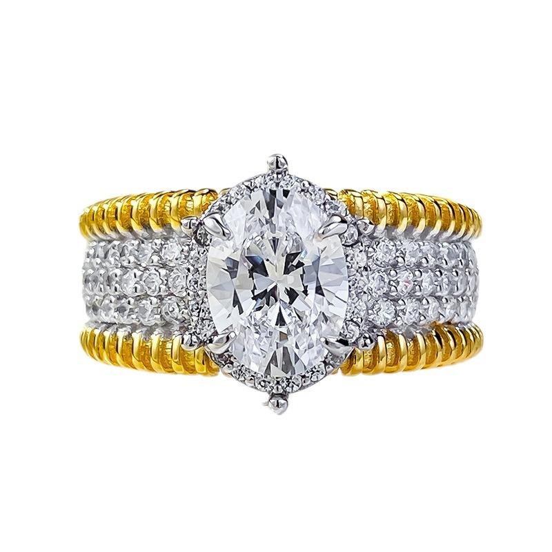 S925 Silver Wind Band Oval Cut Ring 6 * 8mm 6A Cubic Zirconia Ring fashion jewelry accessory woman girl promise ring Springtok-352(35%)