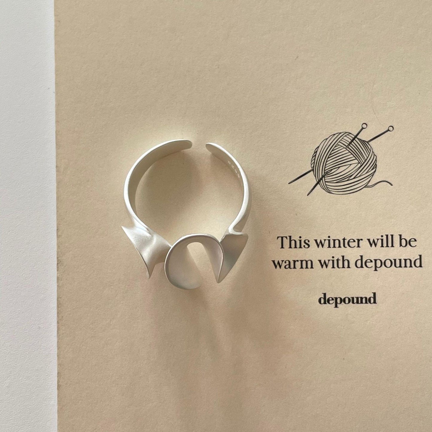 S925 Sterling Silver Irregular Rotating Irregular Shape Frosted Ruffled Pleated Index Finger Ring For Women -551(45%)