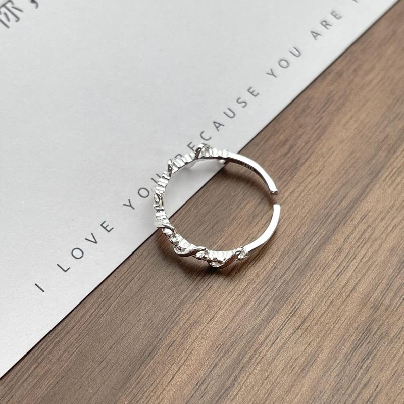 S925 Sterling Silver Wrapped Line Braided Ring Women's Open Plain Ring-534(45%)