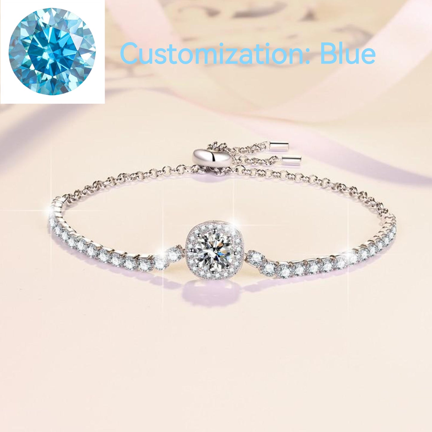 54. S925 Sterling Silver Starry Sky Bracelet Colored Synthetic Moissanite Bracelet