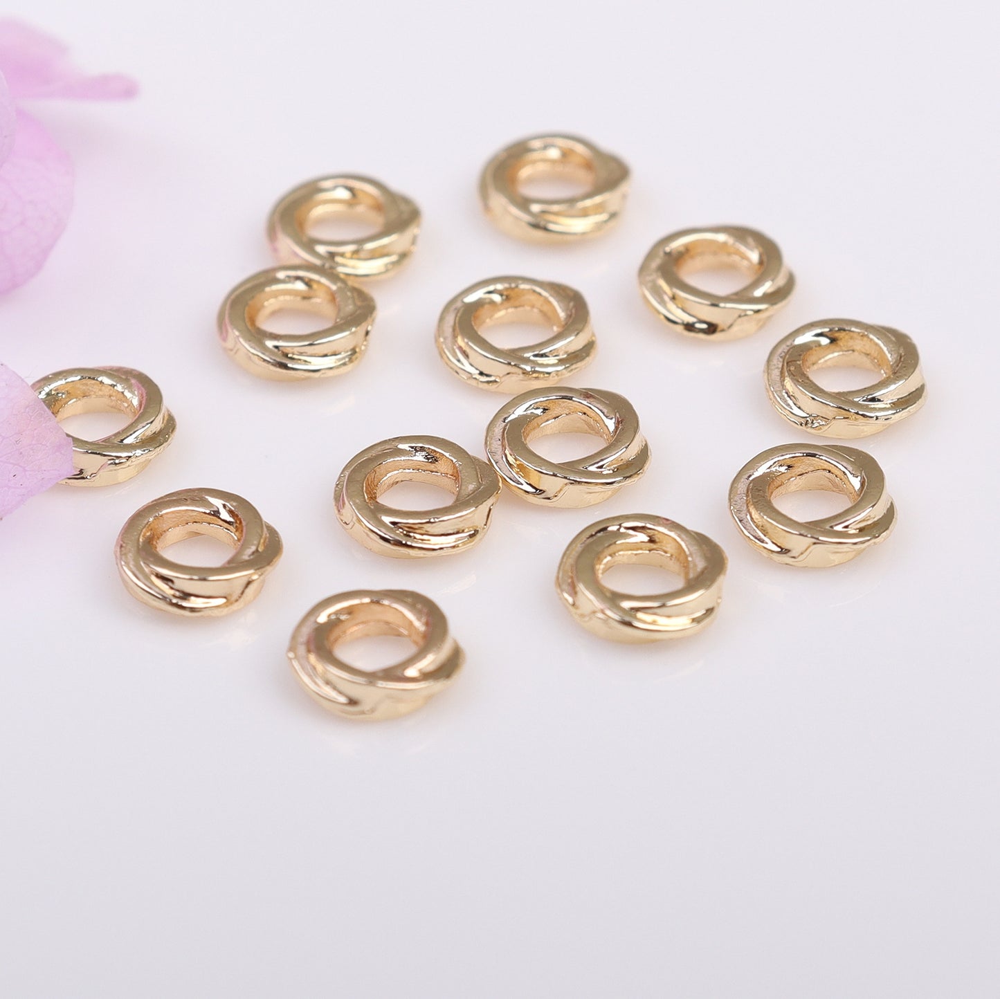 Twisted Metal ring For Jewelry DIY，100 pcs, Covered By 14/18K Real Gold Or Silver