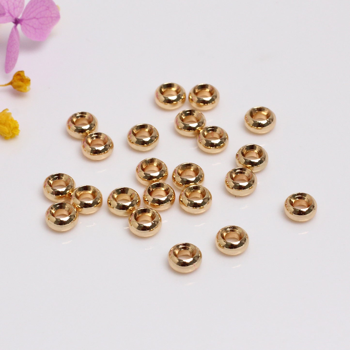 Wheel Shape Copper Bead For Jewelry DIY，Covered by 14/18K Real Gold Or Silver