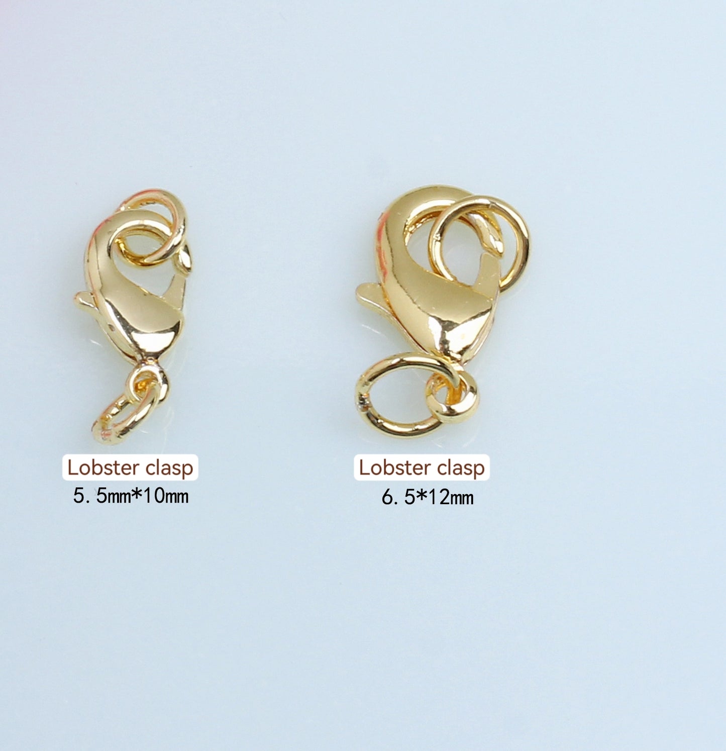 Spring Clasp With Ring For Jewelry DIY，Lobster clasp, Fishtail clasp, Covered By 14/18K Real Gold Or Silver