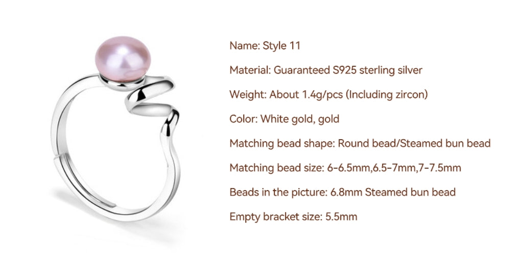 S925 Sterling Silver Ring Empty Holder, Open Ring, DIY Fittings（1pcs, with no bead)