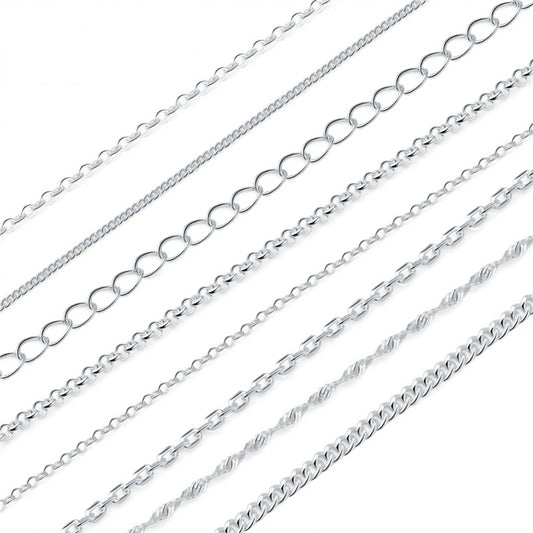 S925 Sterling Silver Chain For DIY Jewelry (Semi-finished，Length 1 m/About 3.28 ft)