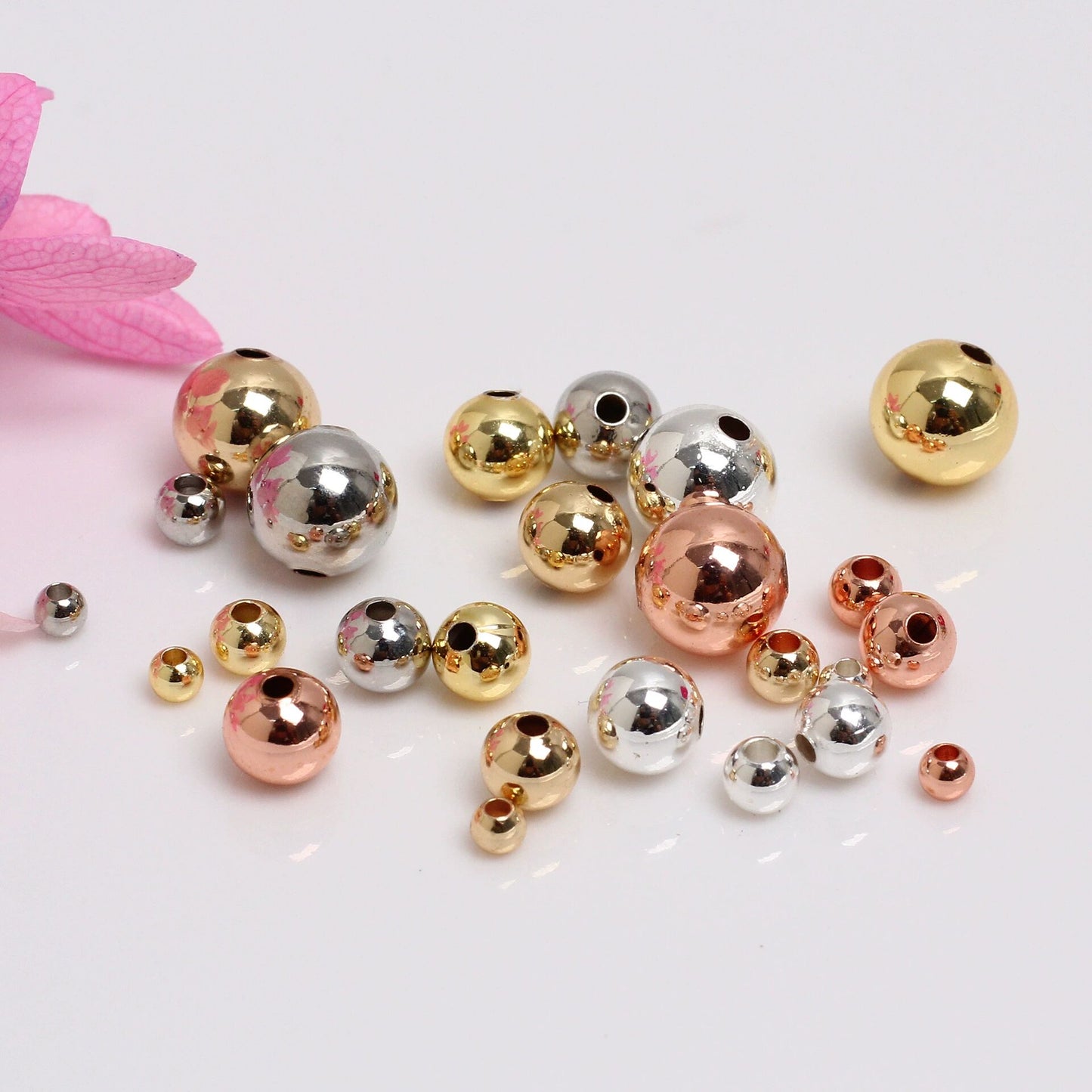 925 Sterling Silver Beads for Jewelry Making, Smooth Round Ball Beads