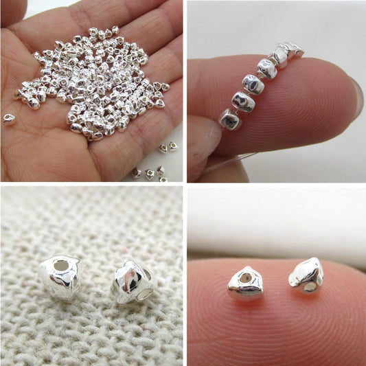 S925 Sterling Silver Triangle Bead for Jewelry Making(Style 1/Price of 2pcs)