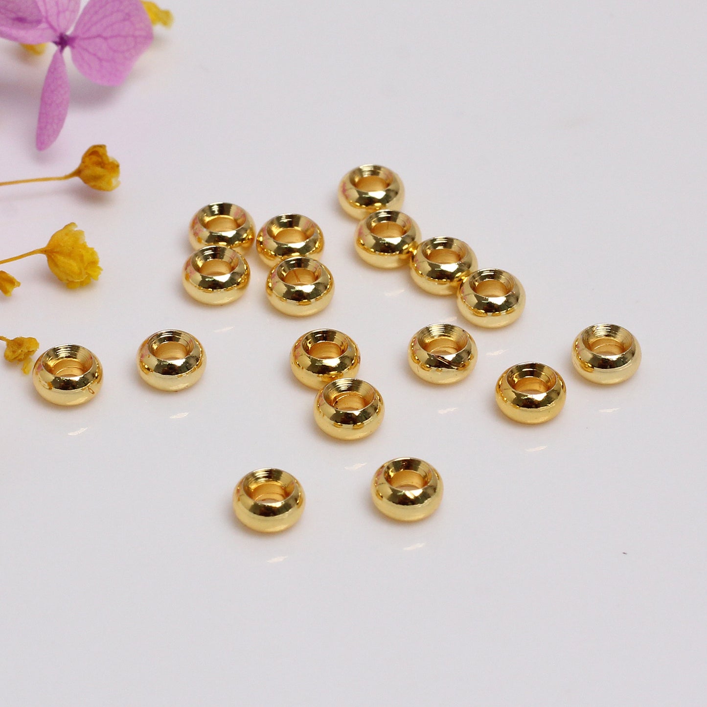 Wheel Shape Copper Bead For Jewelry DIY，Covered by 14/18K Real Gold Or Silver