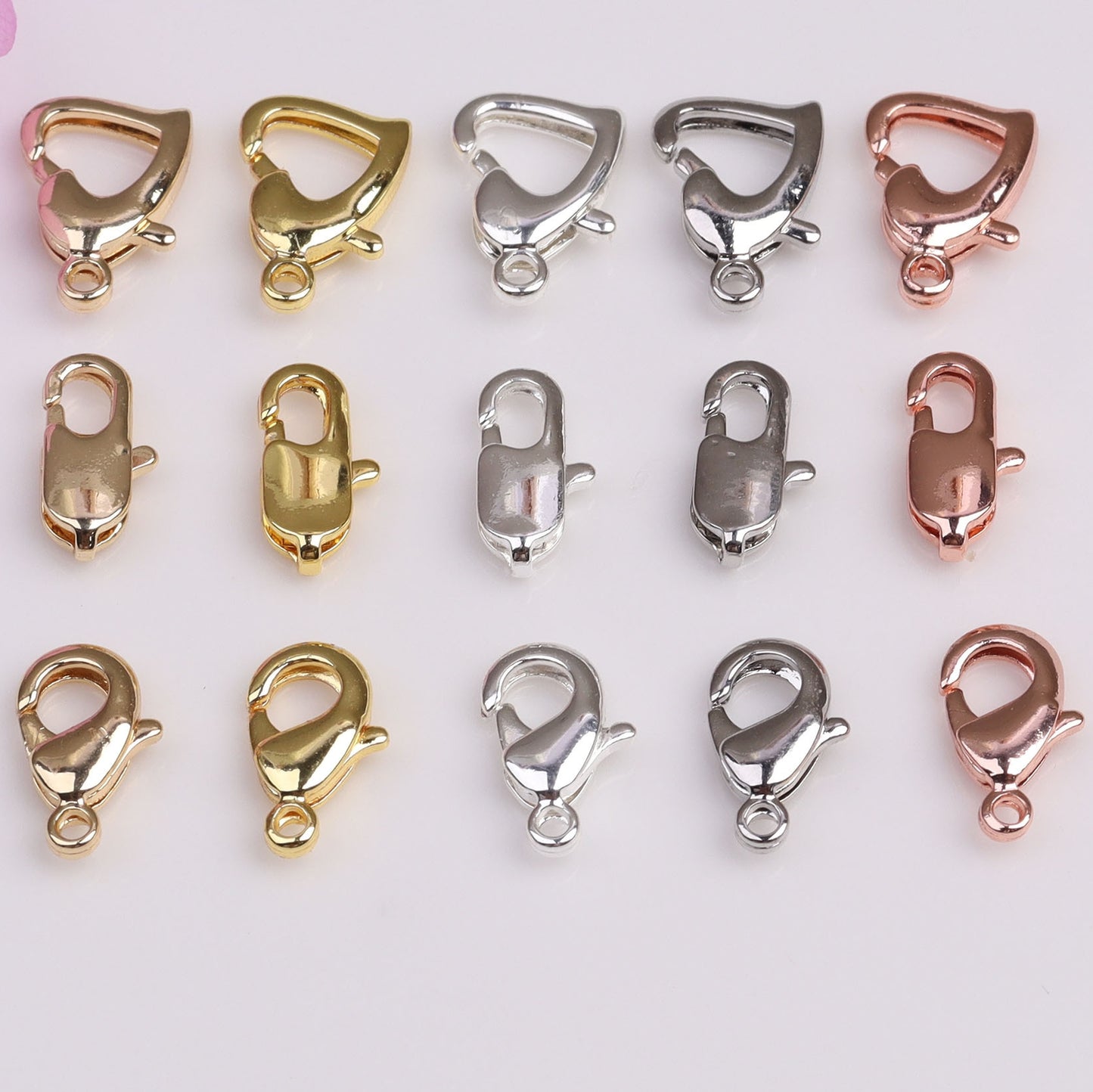 Spring End Clasp For Jewelry DIY，2 pcs, Heart clasp, Lobster clasp, Fishtail clasp, Covered By 14/18K Real Gold Or Silver