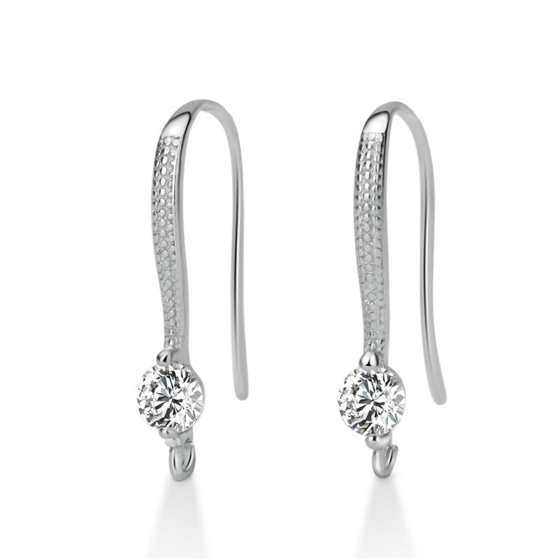 S925 sterling silver earhook, set with zircon, for jewelry DIY(A pair)