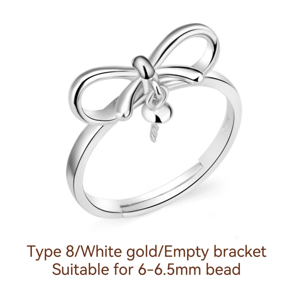 S925 Sterling Silver Ring Empty Holder, Open Ring, DIY Fittings（1pcs, with no bead)