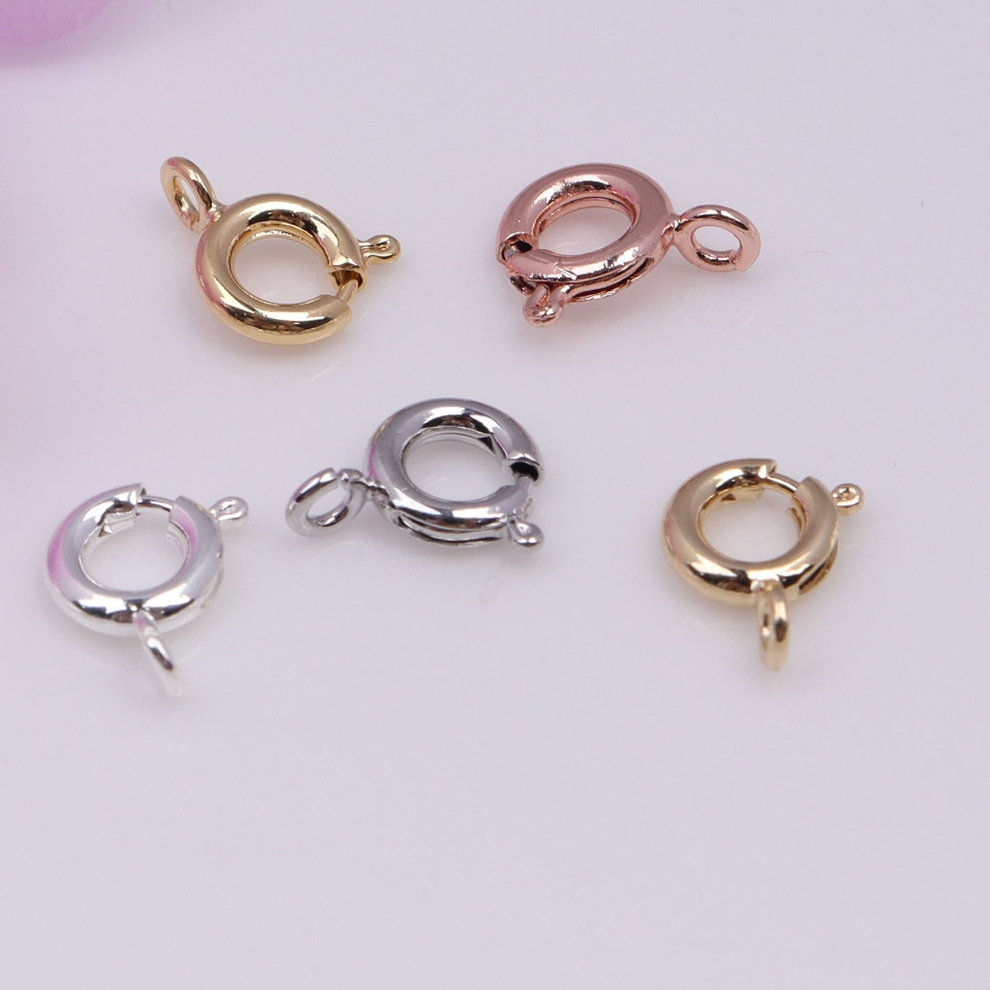 Spring End Clasp For Jewelry DIY，2 pcs, Heart clasp, Lobster clasp, Fishtail clasp, Covered By 14/18K Real Gold Or Silver