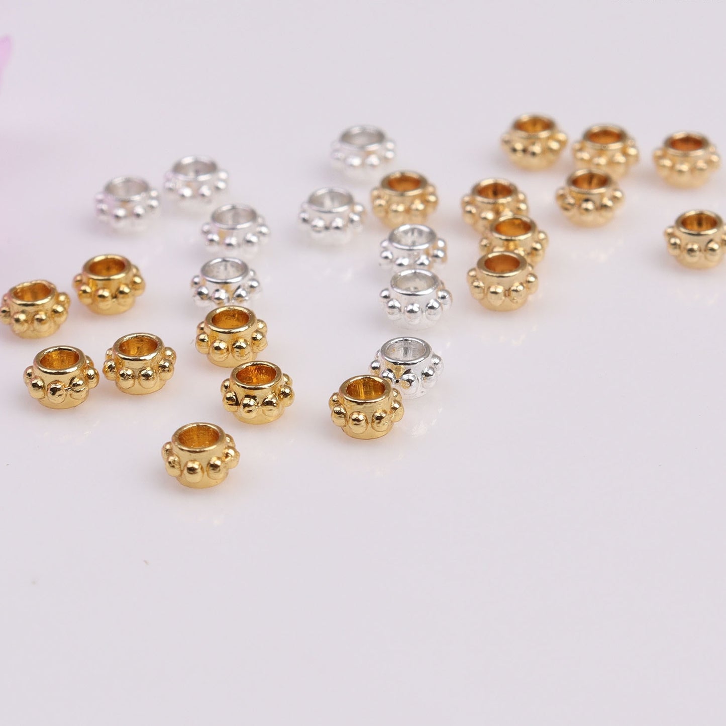 Small Polka-dot Copper Beads For Jewelry DIY，Covered by 14/18K Real Gold Or Silver