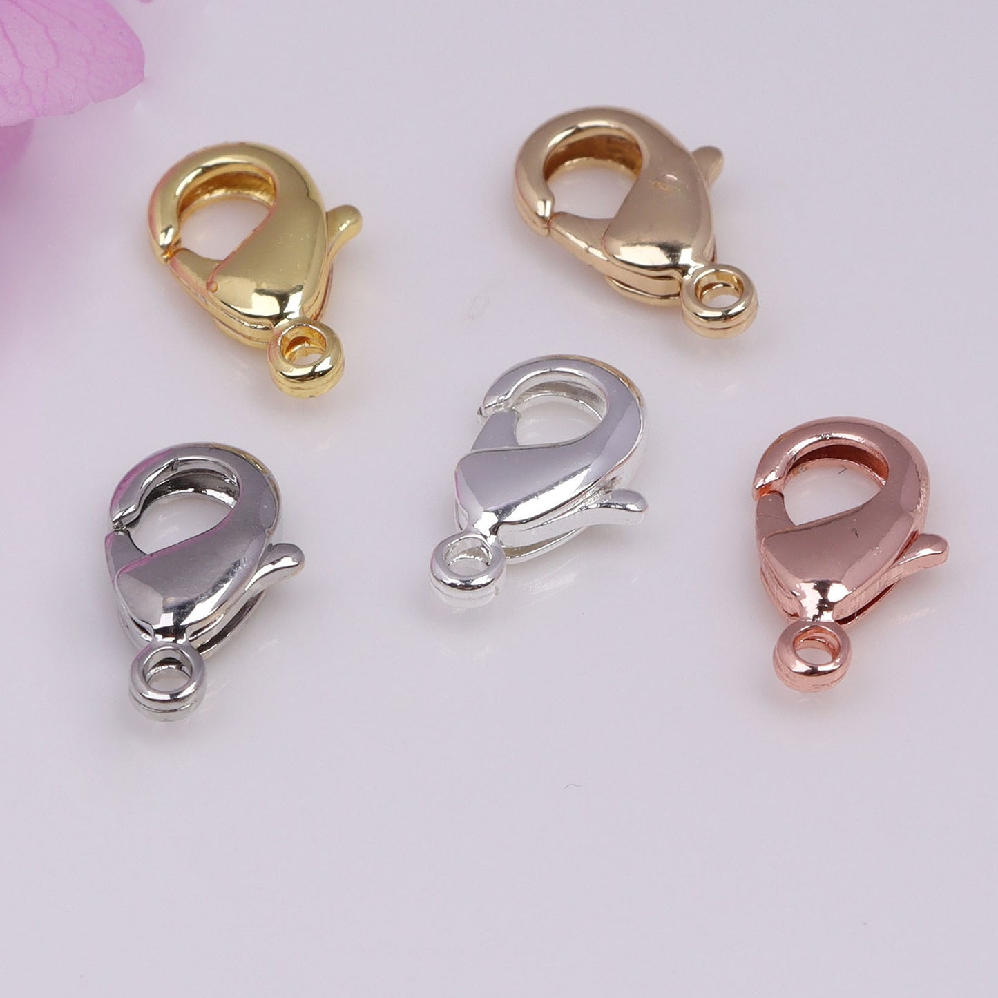 Spring End Clasp For Jewelry DIY，2 pcs, Heart clasp, Lobster clasp, Fishtail clasp, Covered By 14/18K Real Gold Or Silver