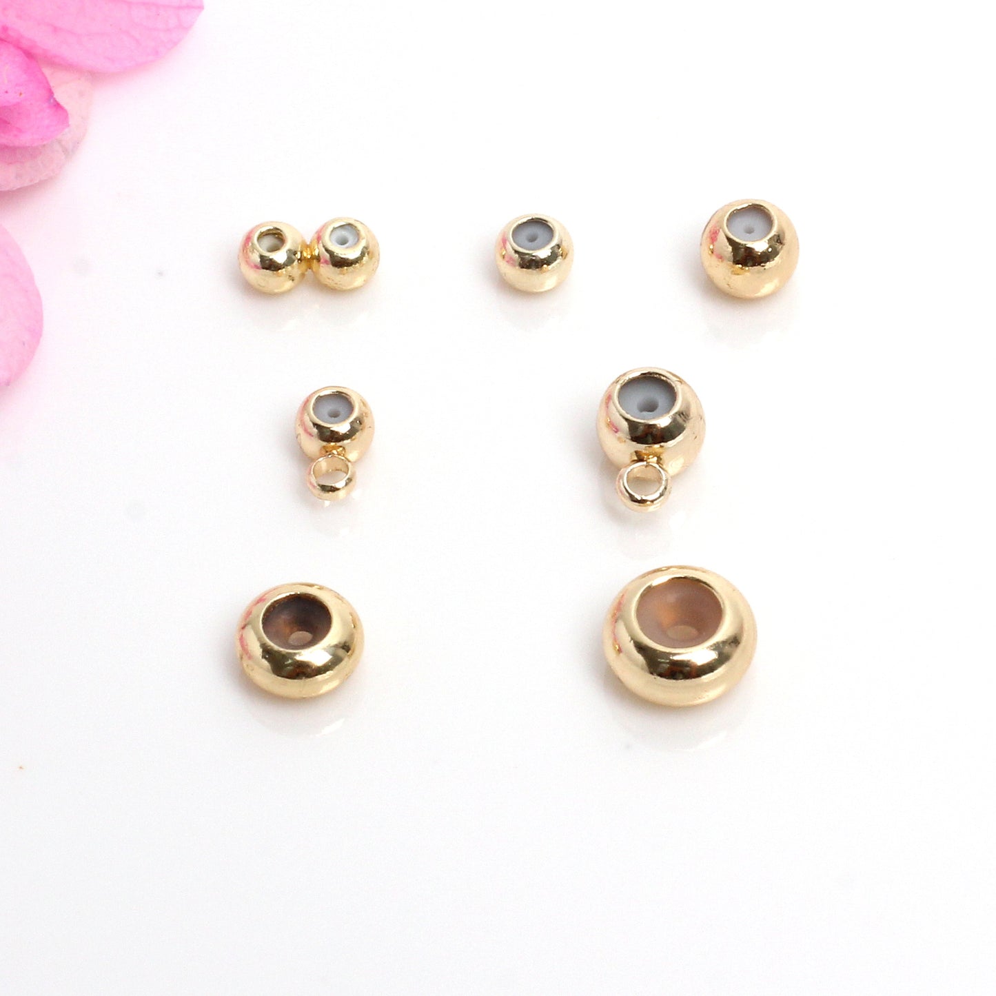 Silica Gel Positioned Copper Beads For Jewelry DIY, Covered By 14/18K Real Gold Or Silver