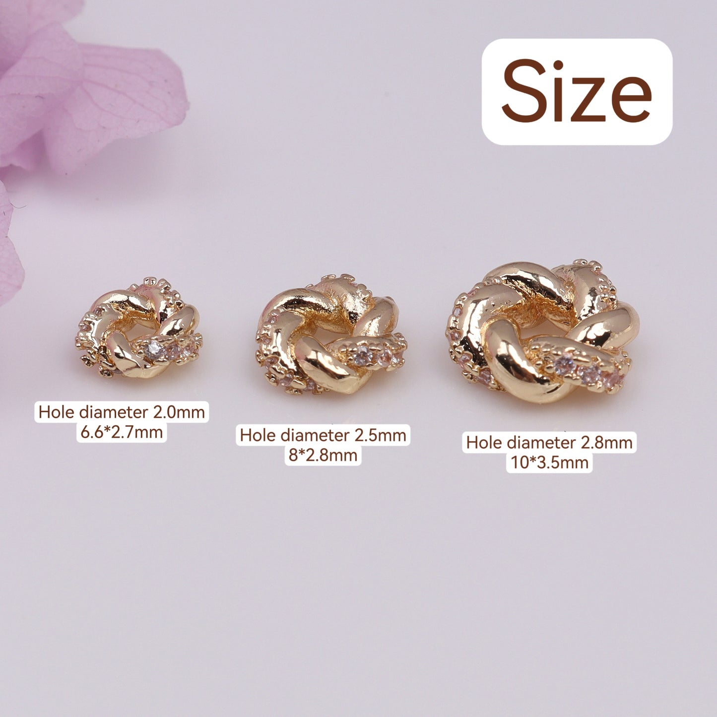 Twist Shaped Zircon Bead For Jewelry DIY，Covered by 14/18K Real Gold Or Silver