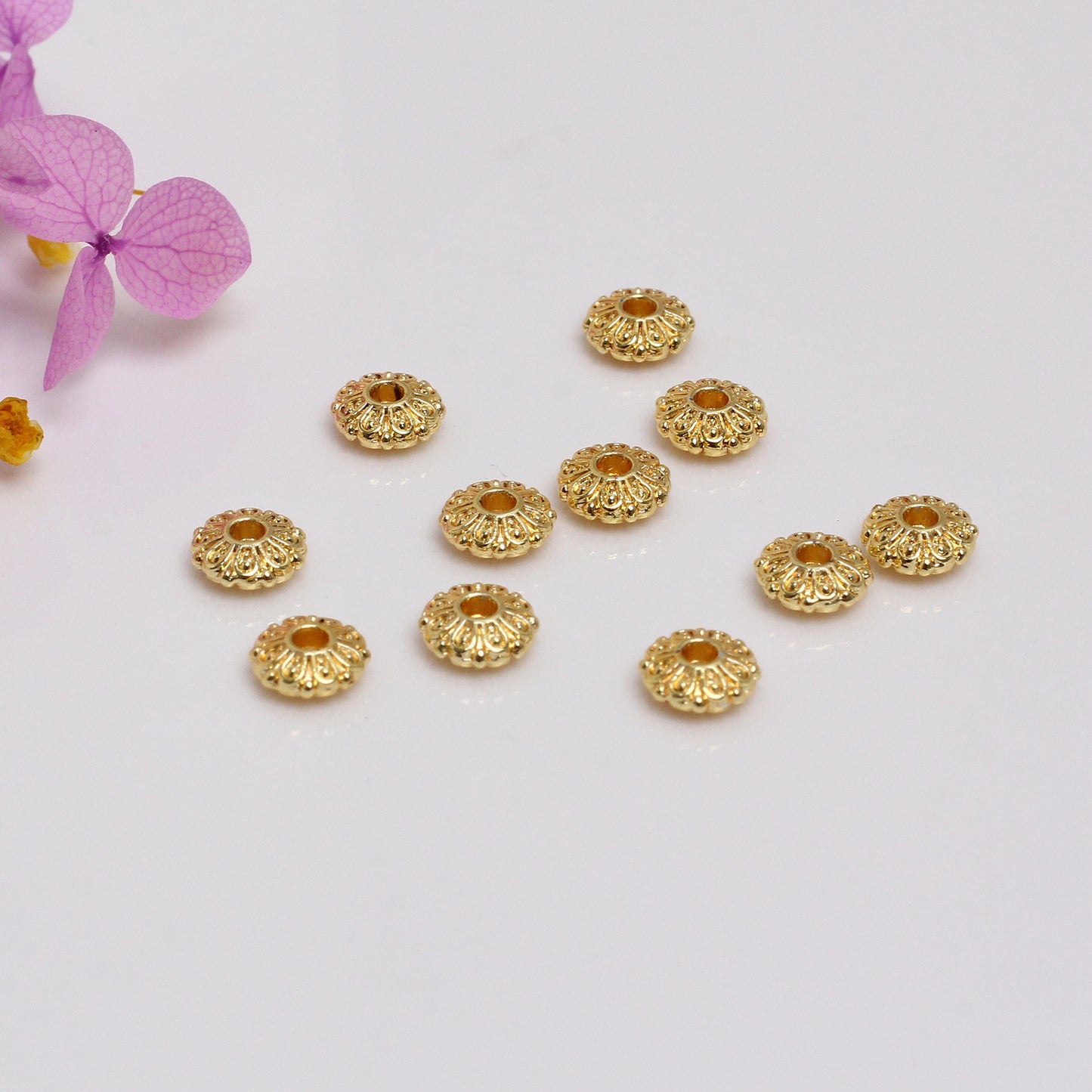 Four-leaf Clover Shape Alloy Beads For Jewelry DIY，Covered By 14/18K Real Gold Or Silver