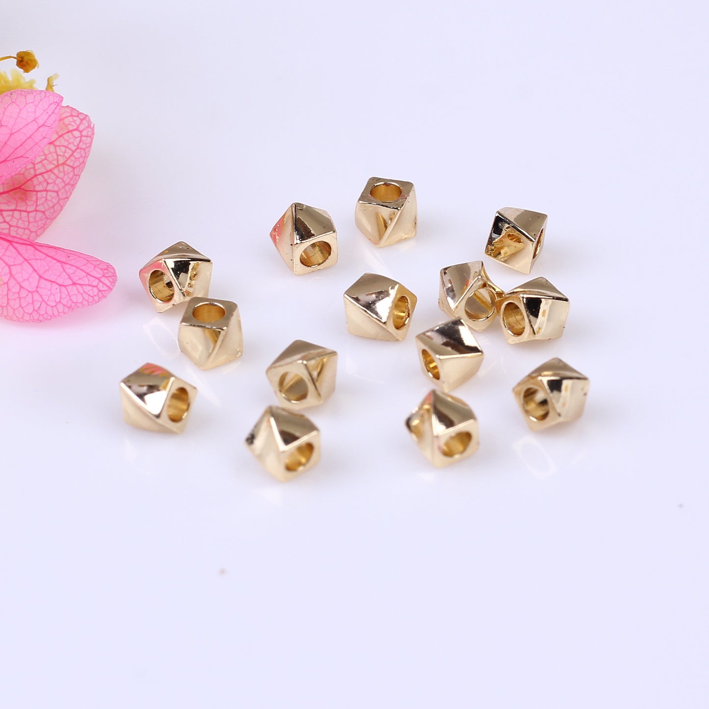 Square Twisted Copper Beads For Jewelry DIY，Covered by 14/18K Real Gold Or Silver