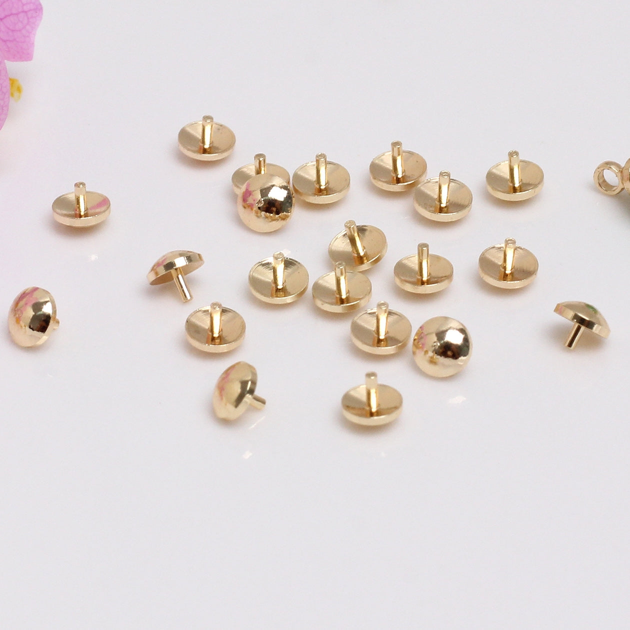 Copper Nails For Plugging Bead Hole For Jewelry DIY，Covered By 14/18K Real Gold Or Silver