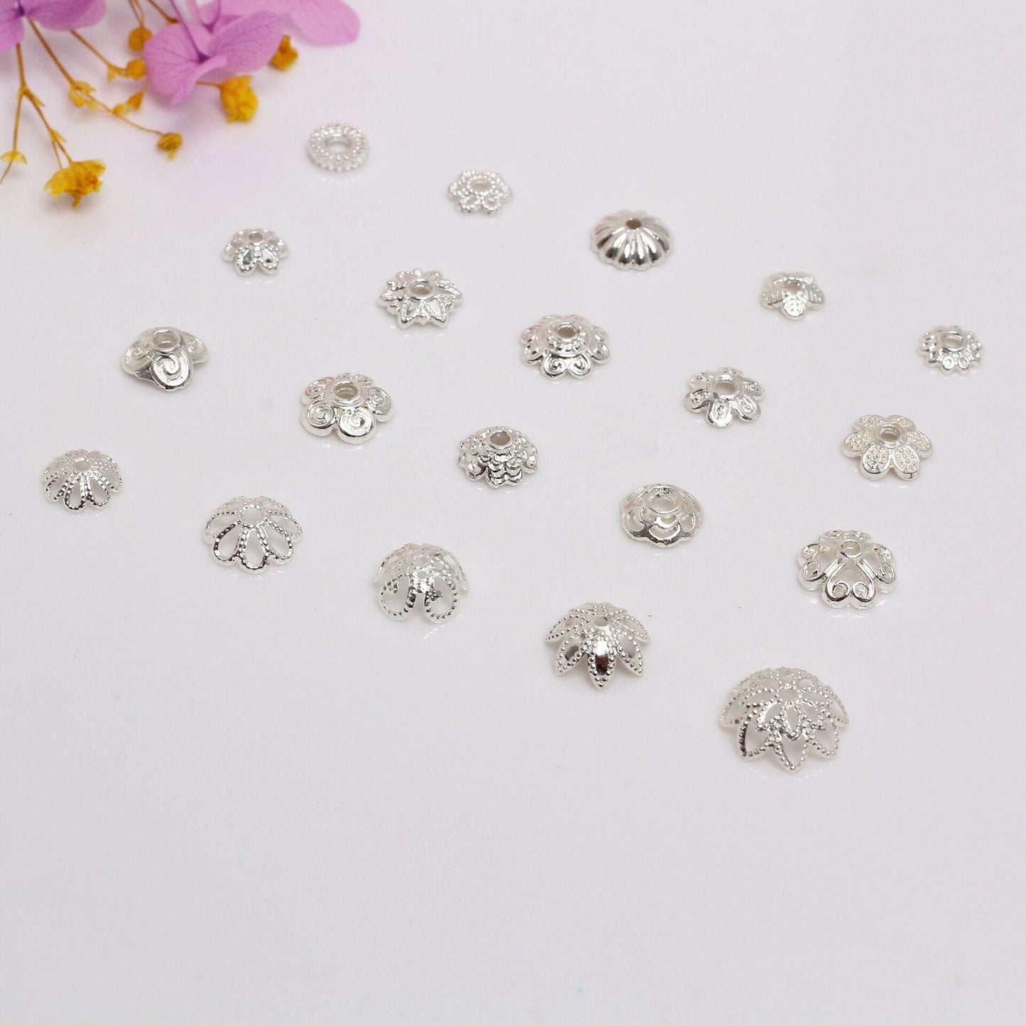 Hollow Alloy Petal Bead Holder For Jewelry DIY-Electroplating 18K gold/10 pcs