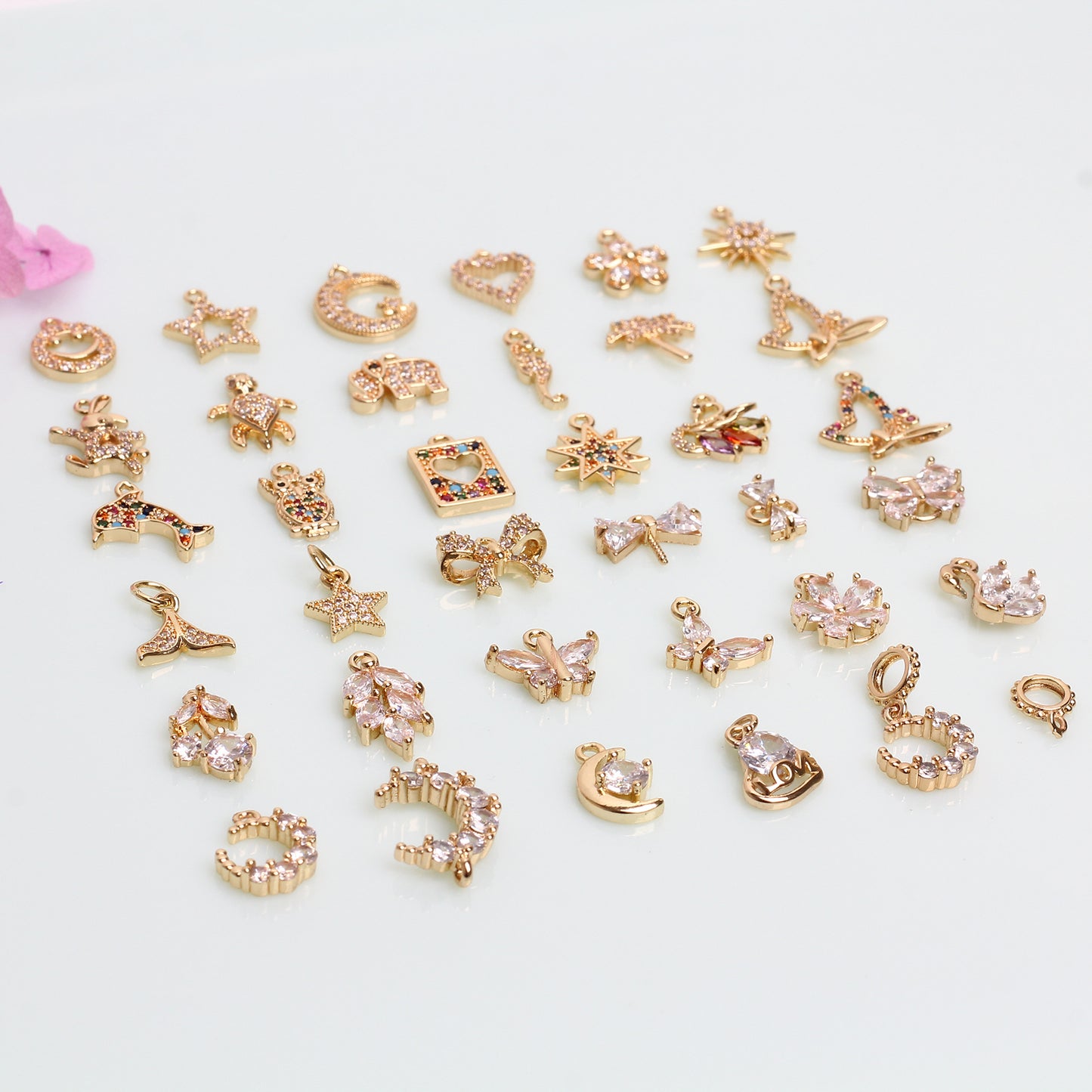 Alloy Zircon Accessories For Jewelry DIY，10 Pcs, Covered By 14/18K Real Gold Or Silver