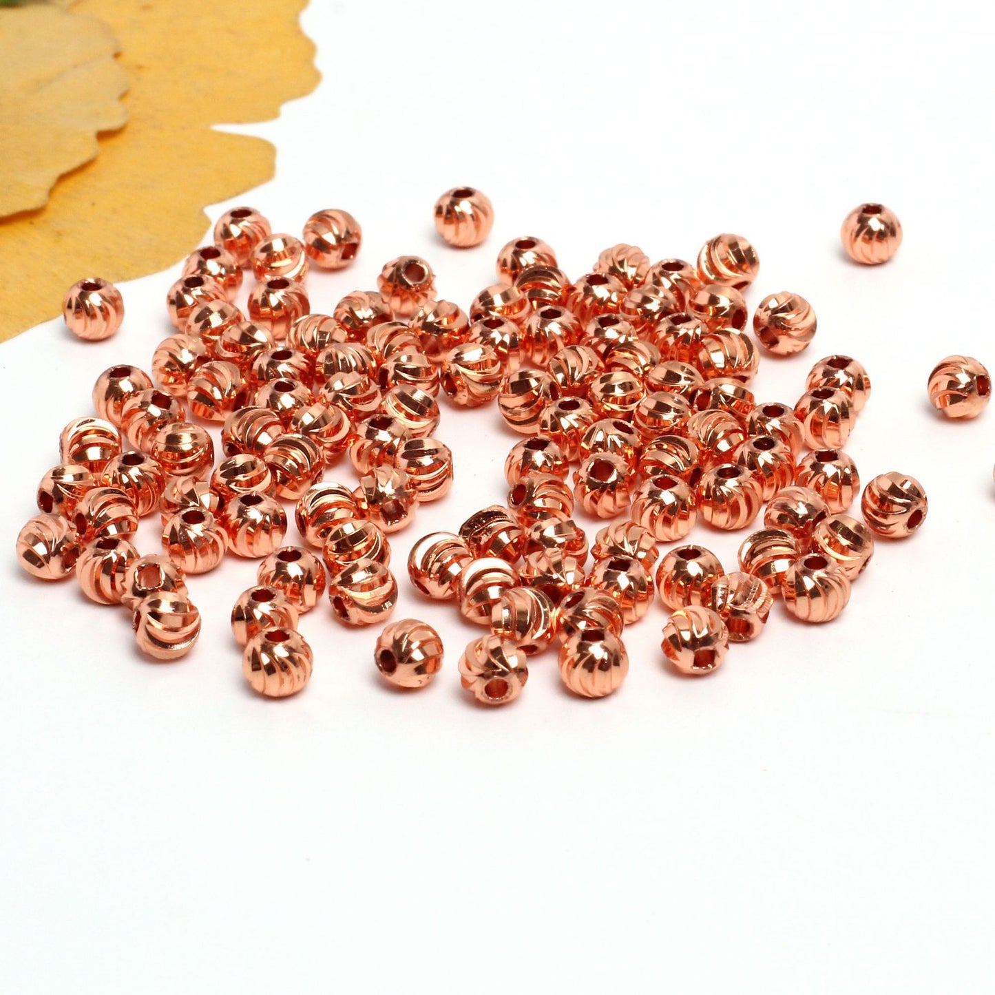 Copper Bead Of Three-dimensional Pattern  For Jewelry DIY，Covered by 14/18K Real Gold