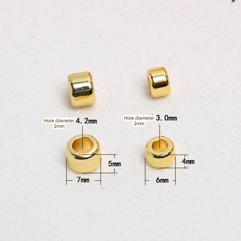 Large Hole Cylindrical Copper Bead For Jewelry DIY，Covered by 14/18K Real Gold Or Silver