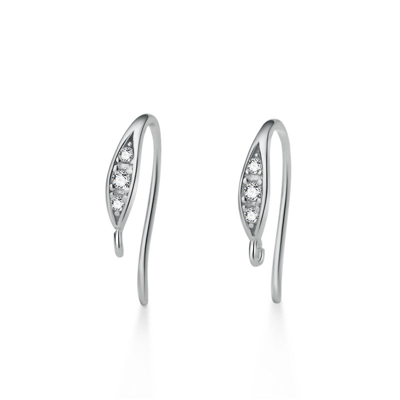 S925 sterling silver earhook, set with zircon, for jewelry DIY(A pair)