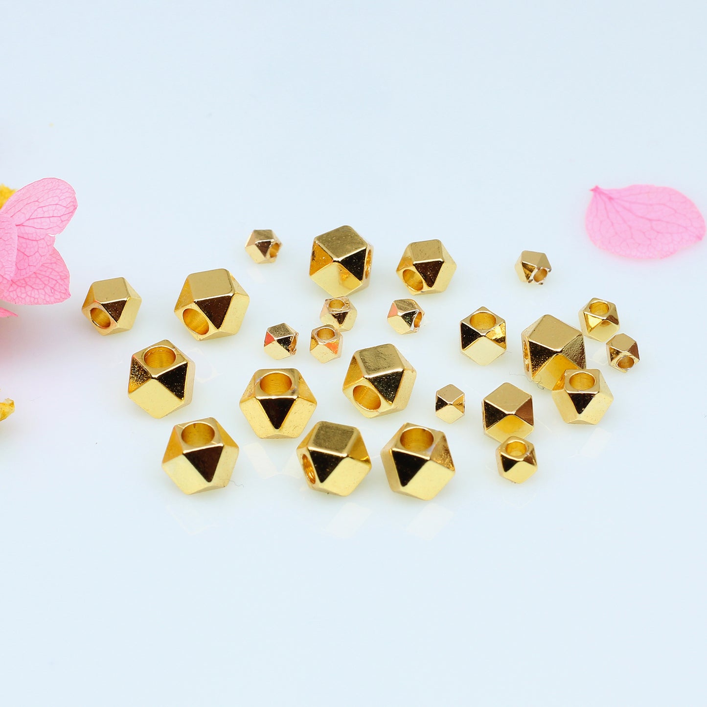 Diamond Shaped Copper Bead For Jewelry DIY，Covered by 14/18K Real Gold