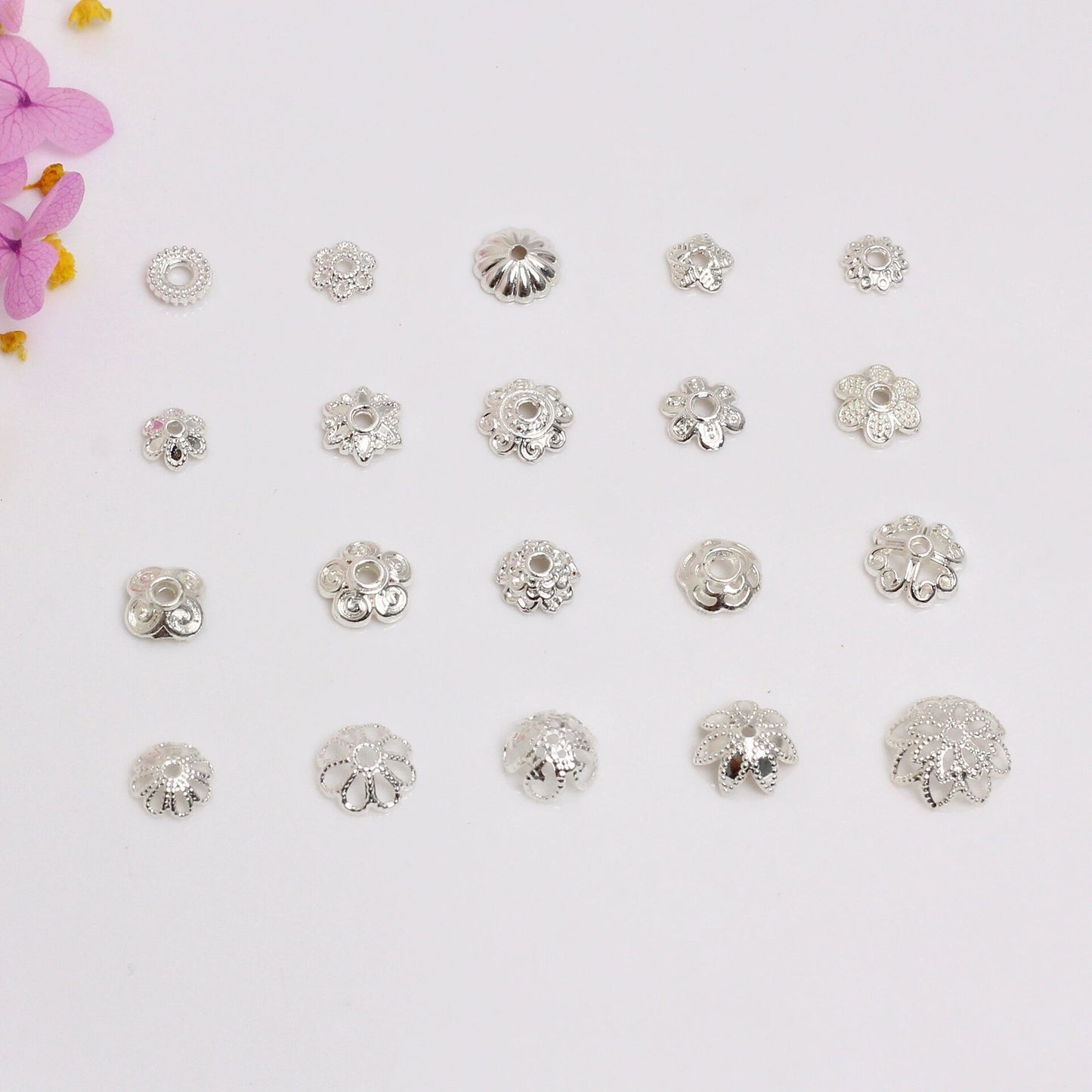 Hollow Alloy Petal Bead Holder For Jewelry DIY-Electroplating 14K gold/10 pcs