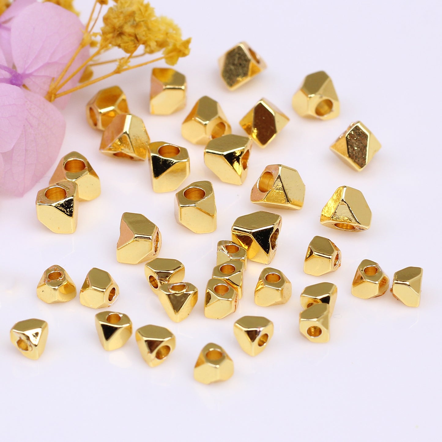 Irregular Shaped Copper Beads  For Jewelry DIY，Covered by 14/18K Real Gold Or Silver