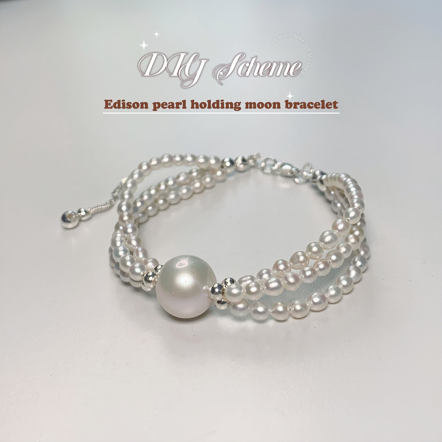 5.Edison Freshwater Pearl Bracelet of Stars hold moon