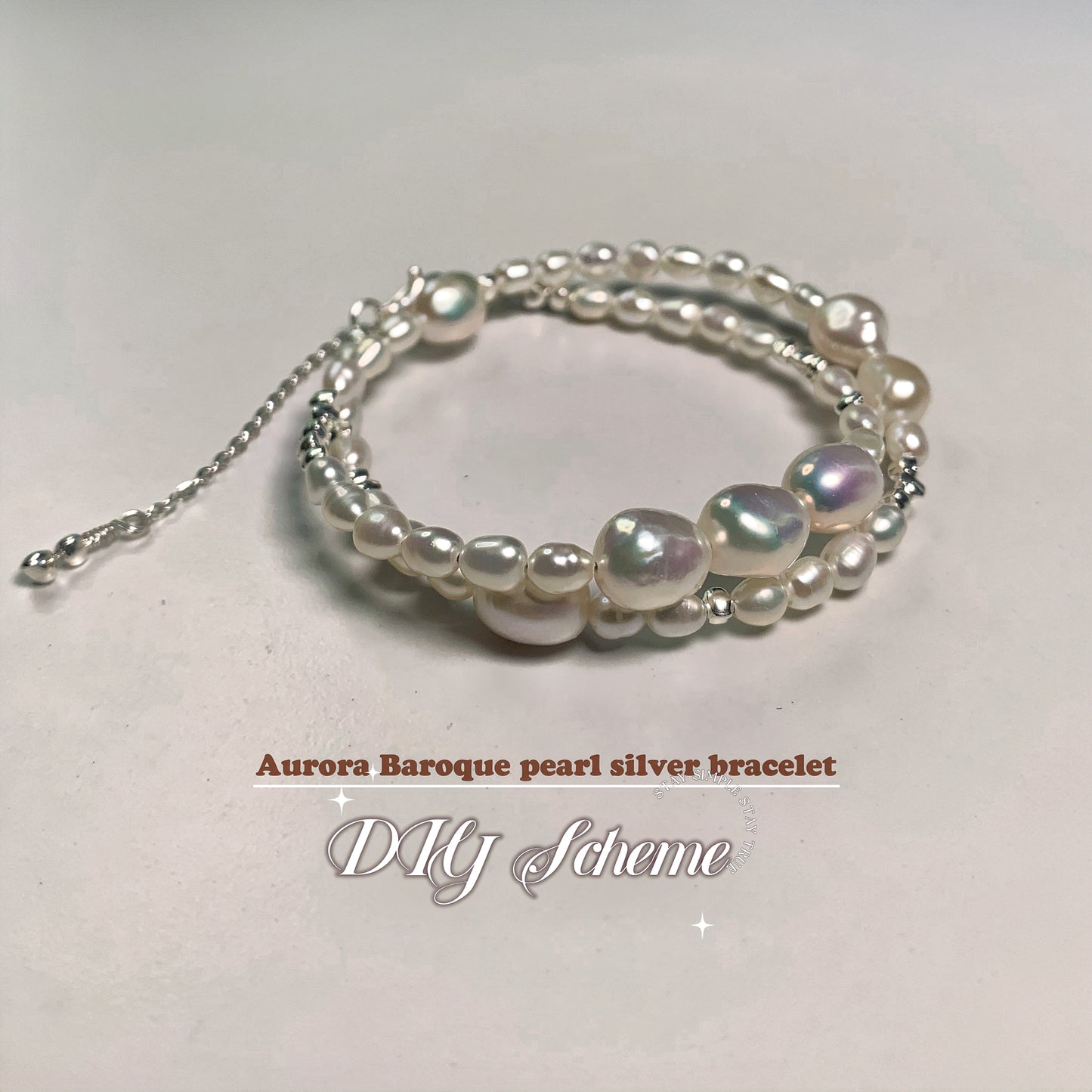 8.Original Hand-made colorful Aurora Baroque Pearl bracelet