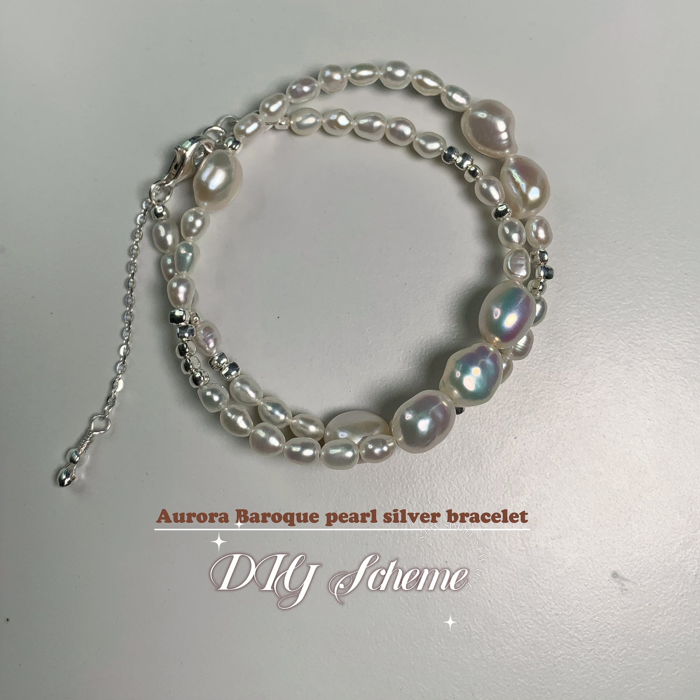 8.Original Hand-made colorful Aurora Baroque Pearl bracelet