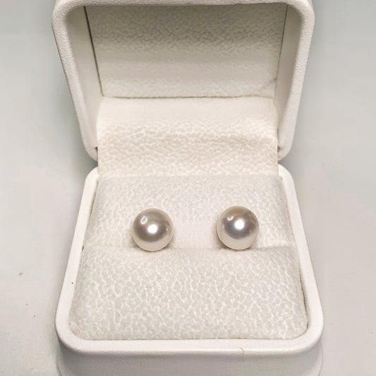 NO.4  Auroral fresh water steamed bread pearl 925 silver Ear stud(8-9mm )