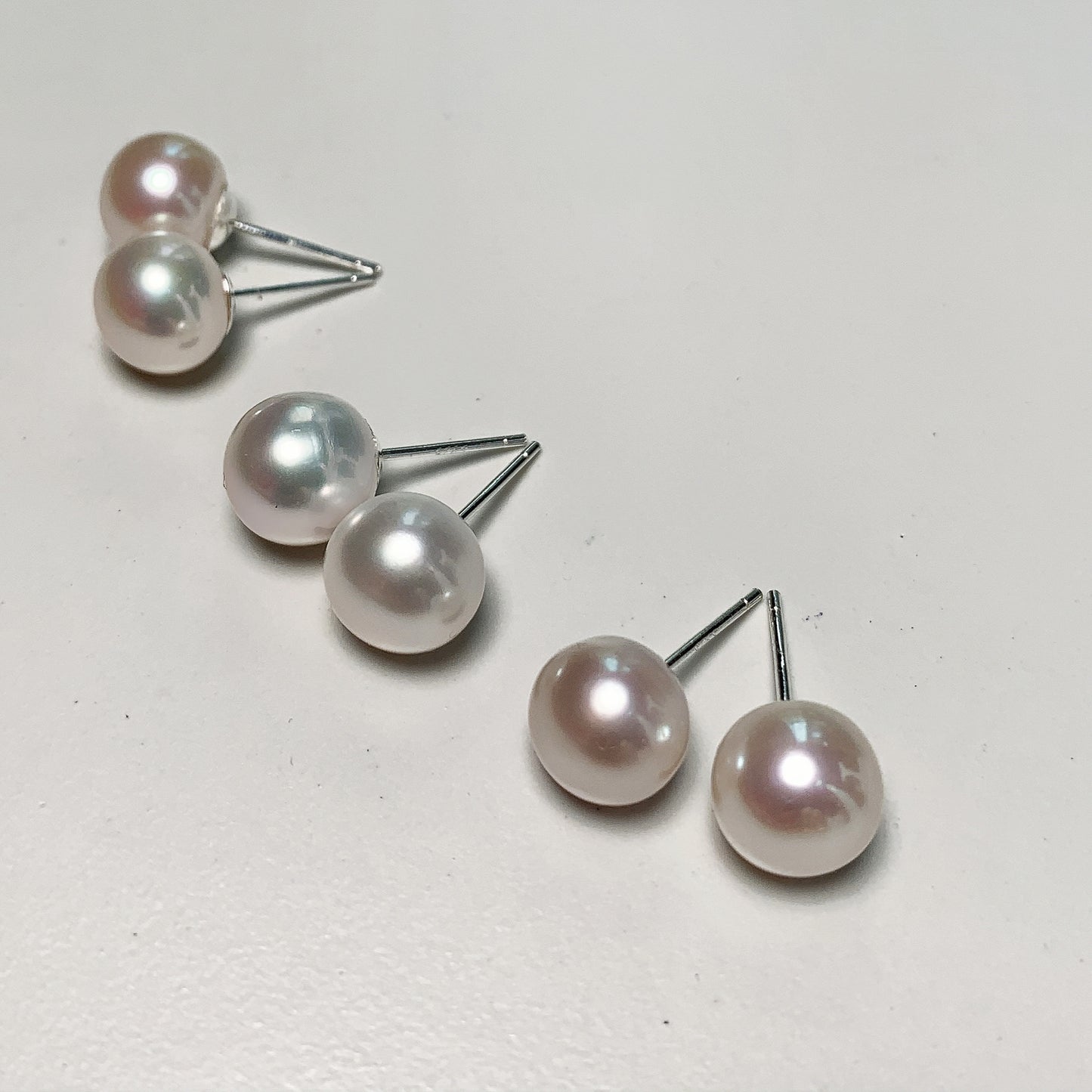 NO.4  Auroral fresh water steamed bread pearl 925 silver Ear stud(8-9mm )