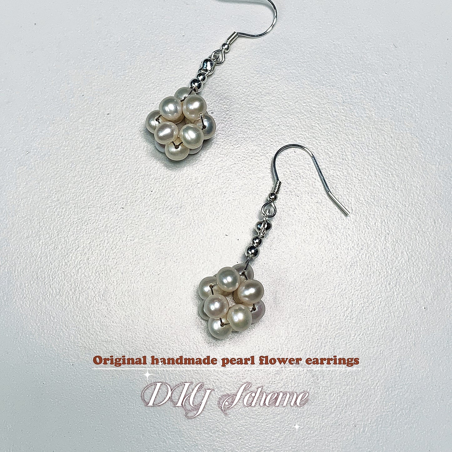 12.Original hand-made small fresh pearl flower earrings