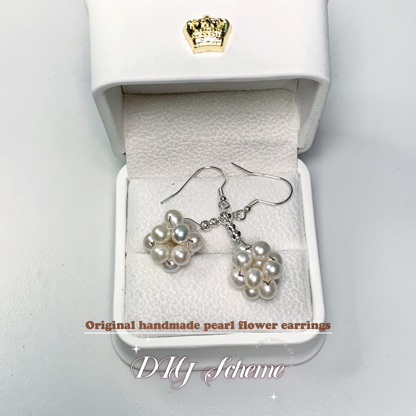 12.Original hand-made small fresh pearl flower earrings