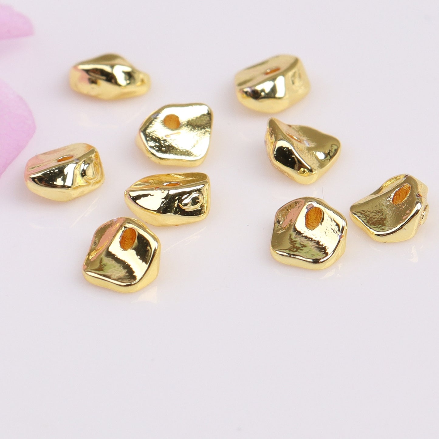 Baroque Irregular Small Stone Copper Beads For Jewelry DIY，Covered By 14/18K Real Gold Or Silver