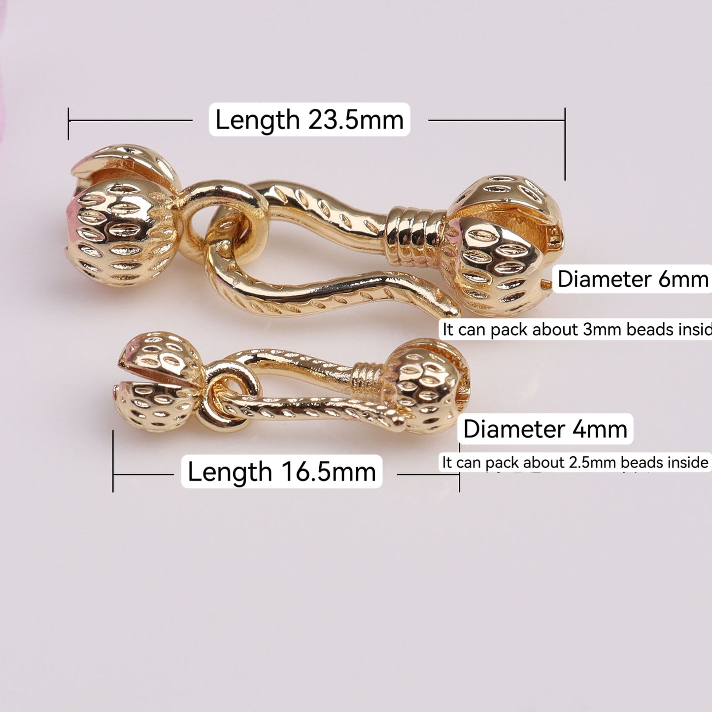 Bud Shape Wrap Clasp For Jewelry DIY，Covered By 14/18K Real Gold Or Silver