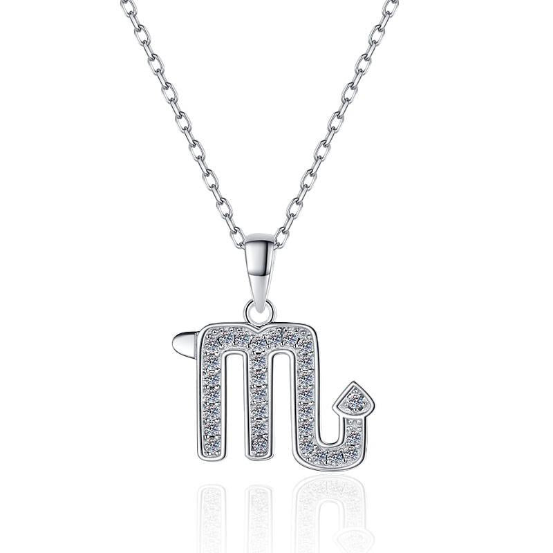 S925 Sterling Silver Twelve Constellations Necklace Synthetic Moissanite Birthday Gift Minimalist Pendant Necklace-332(35%)